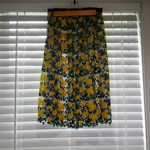 Draper James Midi Skirt Golden Embroidery Flutter